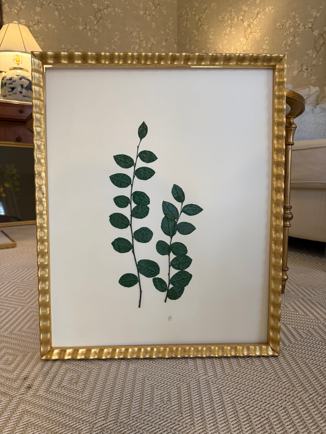 Set of 4 framed green botanicals